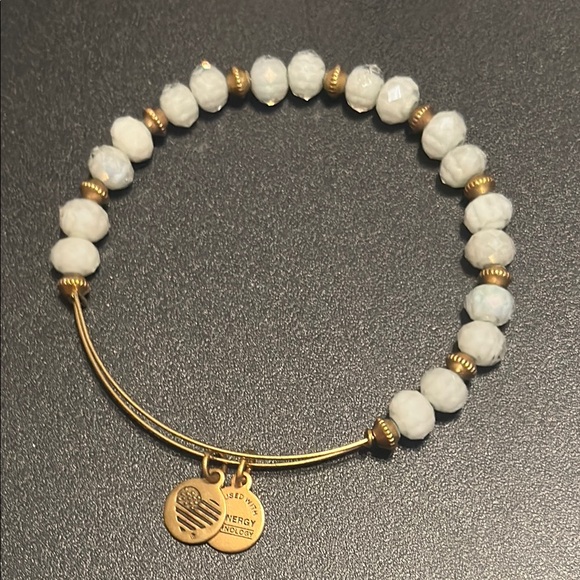 Alex and Ani Gold and White Beaded Bracelet - Picture 1 of 3
